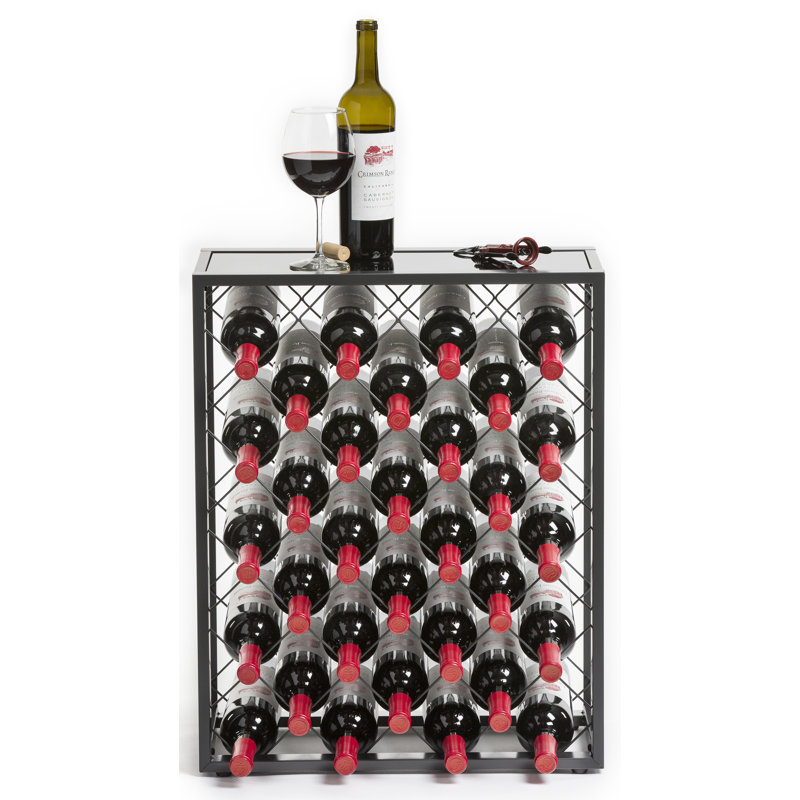 Fulford 32 Bottle Floor Wine Bottle Rack in Black Pewter Black